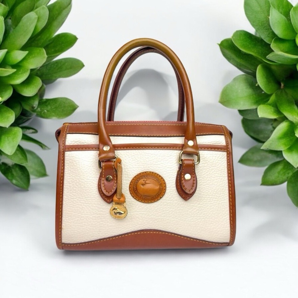 Dooney & Bourke Cream and Brown Satchel